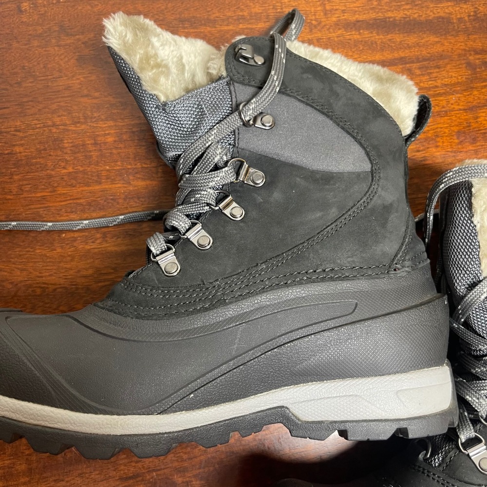 The North Face Waterproof Snow Boots Women's US 7 Black Faux Fur Lined Winter - Picture 12 of 16